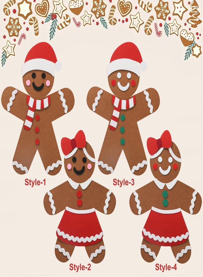 Fairooth 2 Pcs DIY Felt Christmas Gingerbread Man Set with 50 Pcs Detachable Ornaments Large Gingerbread Man DIY Decorations Christmas Door Wall Hanging Xmas Gifts for Xmas Winter Holiday Party Decorations - Image 4